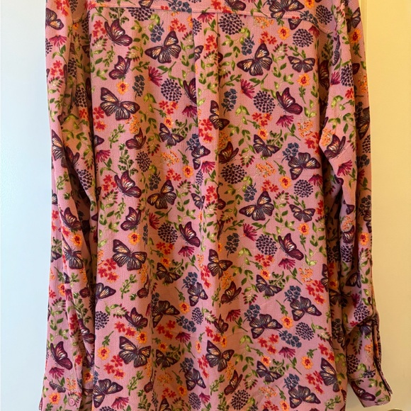 Coral Bay button down long fancy sleeves BUTTERFLY design size XL - Picture 4 of 9